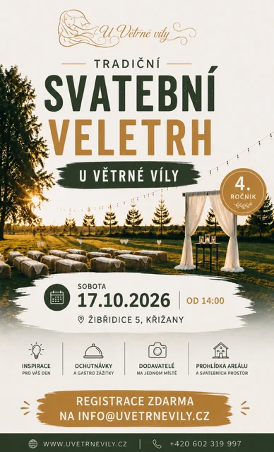 Svatební veletrh U Větrné víly, sobota 17. října 2026 od 14:00